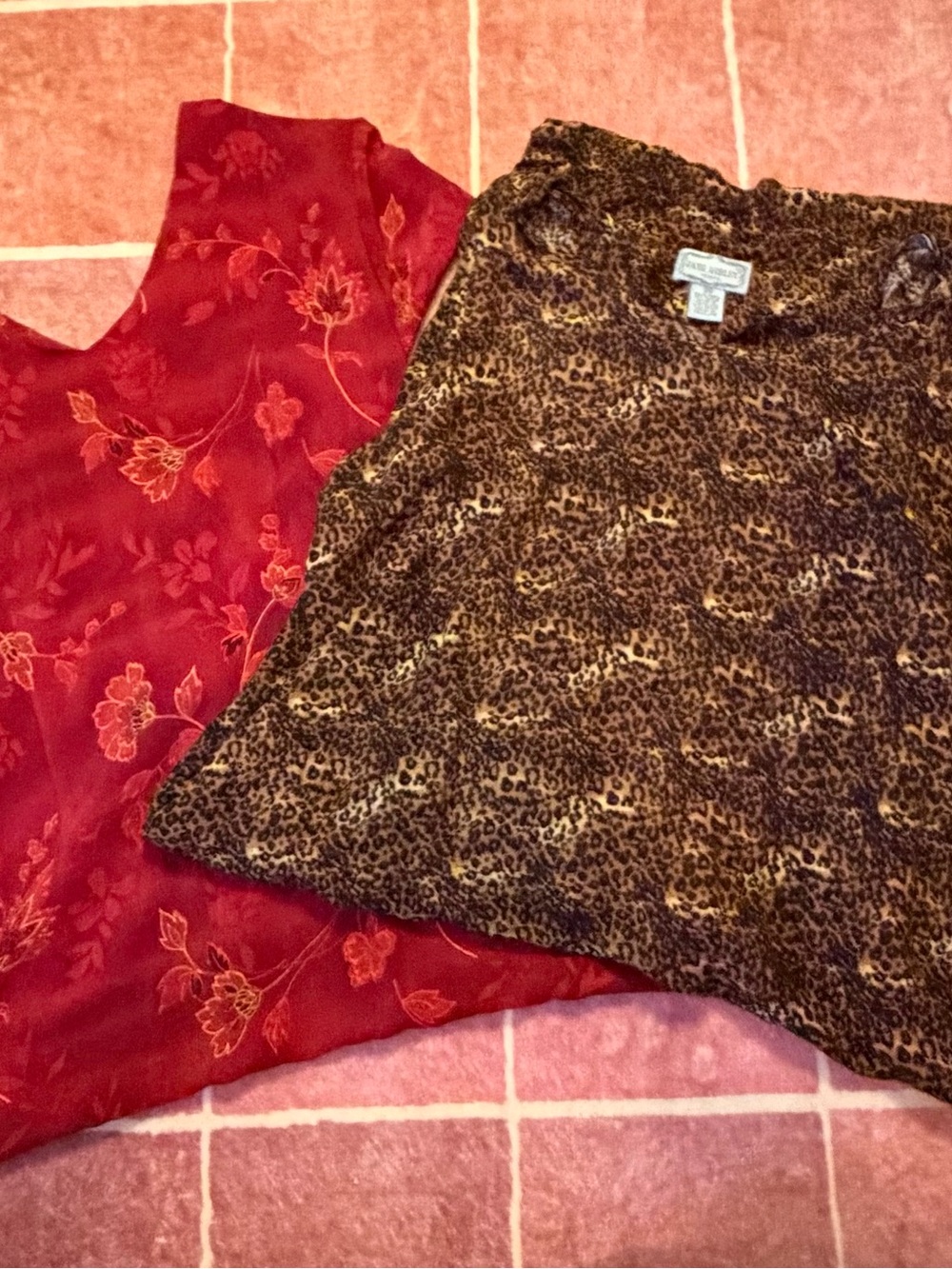 Bundle - Red Floral Maxi Dress and Leopard-Print Dress